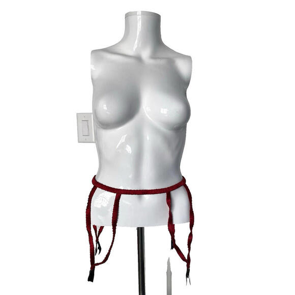 Kiki de Montparnasse Accessories - Kiki de Montparnasse Red Satin Silk Garter Belt Suspenders One size Fits All